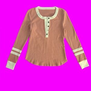 Urban Outfitters Striped Long Sleeve Thermal Henley Top New Size M